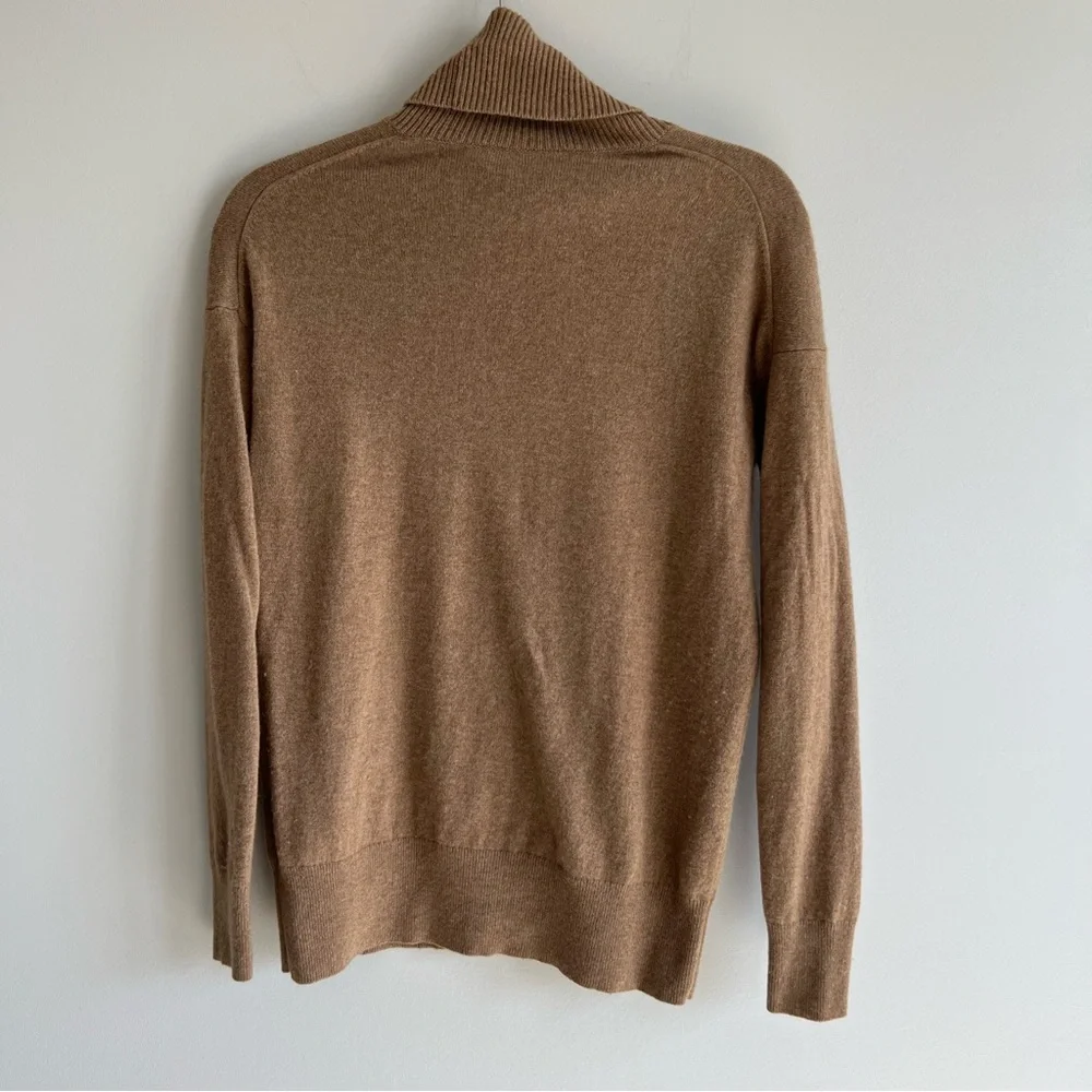 EVERLANE 100% Cashmere Brown Relaxed Fold Over Turtleneck Sweater Size XS